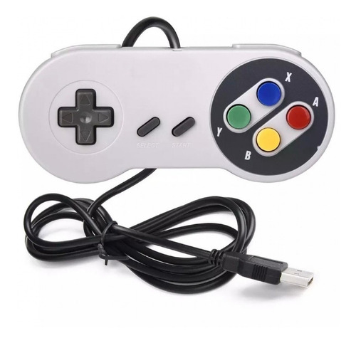 Controle Retro Nintendo Snes Joystick Usb Emulador P/ Pc Cor Cinza