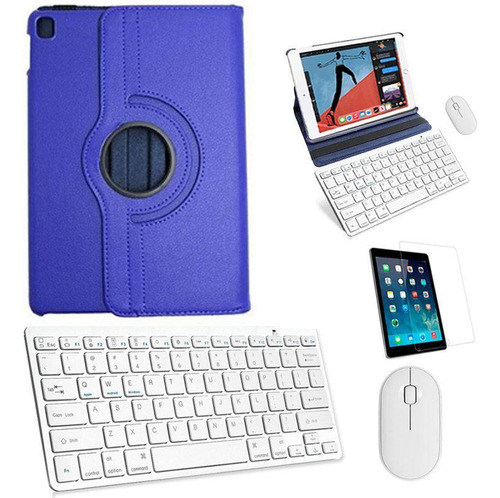 Kit Capa 360 Azul Escuro / Teclado E Mouse Branco E Película