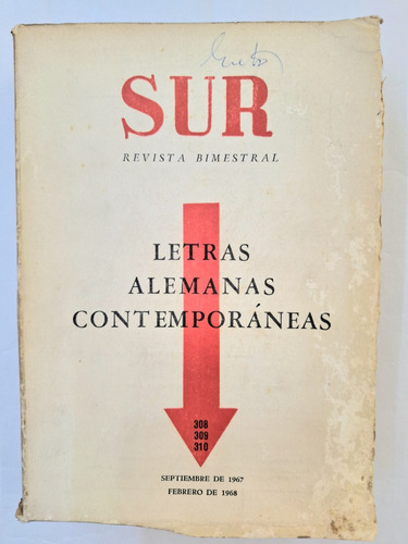 Revista Sur Nro 308/309/310, Letras Alemanas Contemporaneas