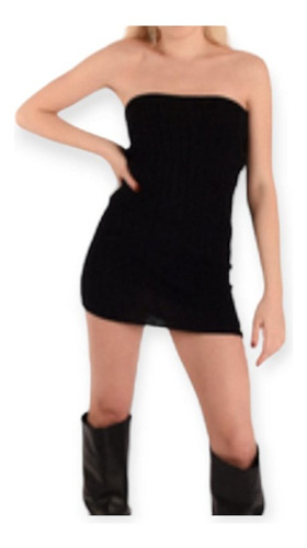 Vestido Corto Strapless Hombros Descubiertos Fiesta