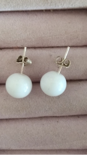 Aretes De Plata Ley  .925 De Bolita Color Blanco 