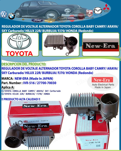 Regulador Alternador Corolla Baby Camry Araya Sky Carburado