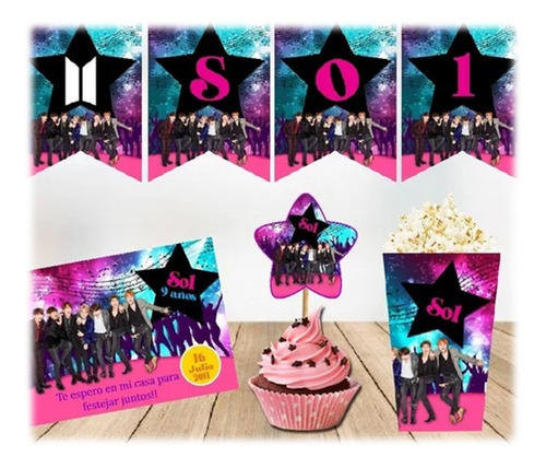 Kit Imprimible Candy Bar Bts Musica Chicos Editable
