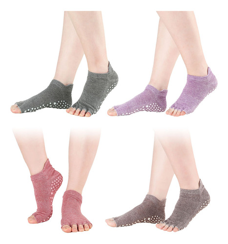 4 Pares De Calcetines De Yoga Antideslizantes Sin Punta, Sue