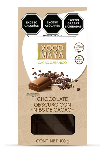 Barra De Chocolate Oscuro Con Nibs De Cacao Xoco Maya