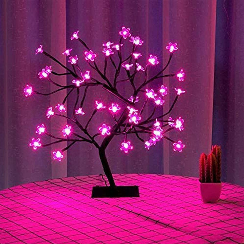 Imagen 4 de 7 de Arbol De Navidad Led Luminoso Bonsai Violeta Flor Cerezo