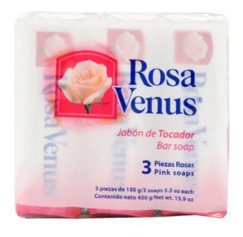 Jabón De Tocador Rosa Venus 3 Pzas De 150 G C/u