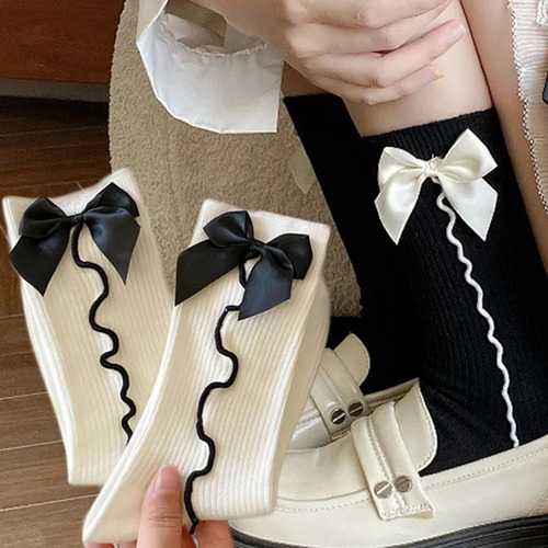 Calcetines Casuales De Algodón Con Lazo Dulce A La Moda Para