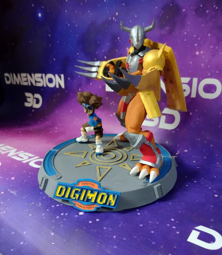Diorama Tai-wargreymon De Digimon De 20cm Pintado A Mano
