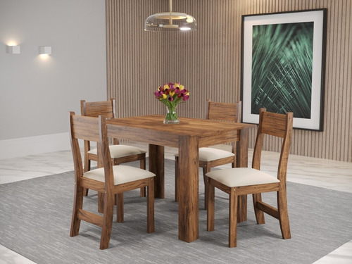 Juego De Comedor 4 Sillas Mesa Rectangular