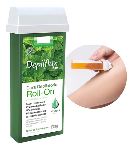 Kit 5 Refil Ceras Depilação Hortelã Roll On Depilflax 100g
