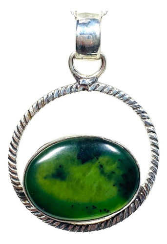 Colgante Plata 925 Jade La Nefrita 100% Natural (cjn457)