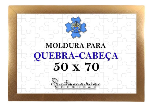 Moldura 50x70 P/ Quebra Cabeça Grow 1000 Peças Dourado
