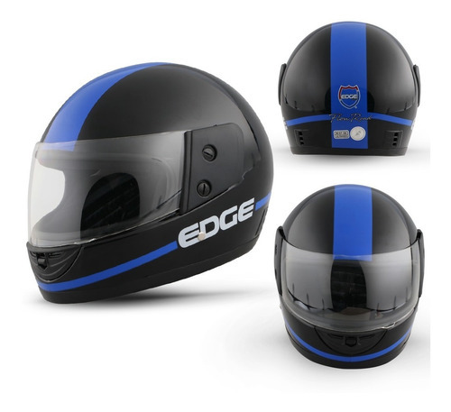 Casco Deportivo Para Moto Integral Negro Motocicleta Flow Color Azul Tamaño del casco Chico