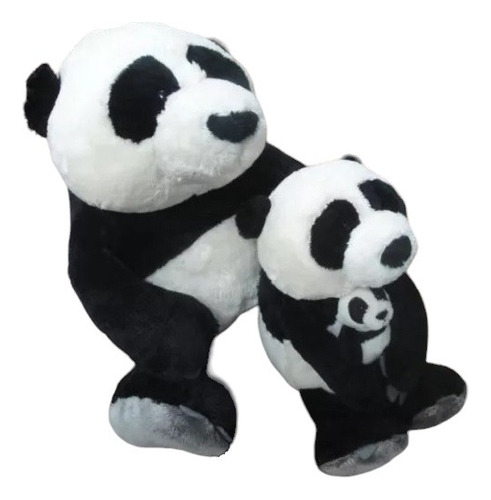 Familía De Pelúcia Panda Papai 35cm + Mamãe 25cm + Filho 8cm