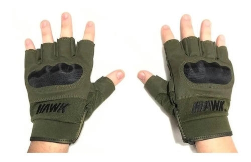 Guantes Moto Cortos Hawk Army Green Short Finger Rpm