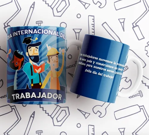 Kit Imprimible Plantillas Tazas Dia Del Trabajador M7