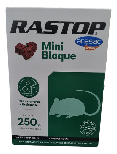 Rastop Minibloque 250g Veneno Súper Efectivo Para Roedores