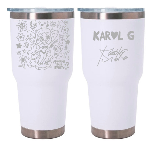 Karol G Mañana Será Bonito Termo 30 Oz Vaso Térmico Blanco