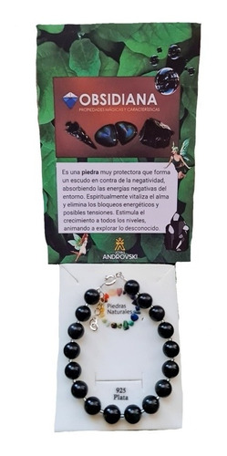 Pulsera Piedra Obsidiana 8 Mm.escudo Protector Contra El Mal