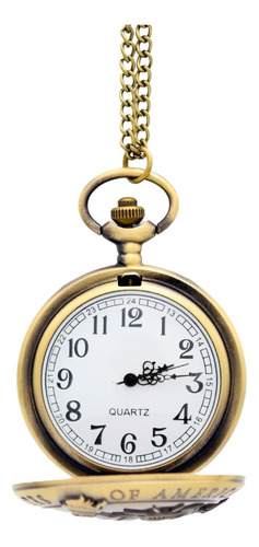 Reloj De Bolsillo Cuarzo Metálico Deco Retro Clásico
