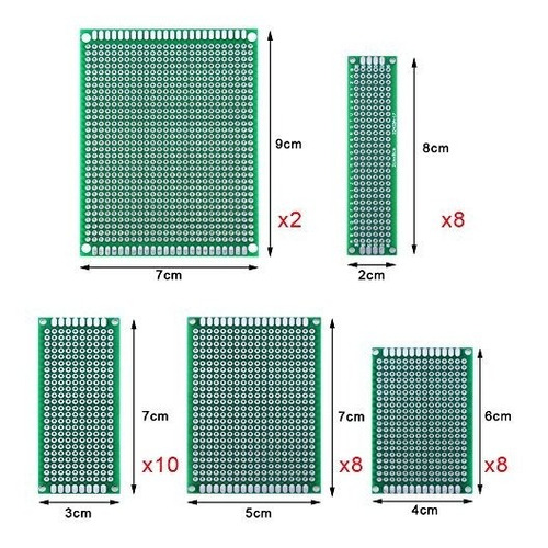 36 Repuesto Doble Cara Pcb Board Prototipo Kit 5 Tamaño