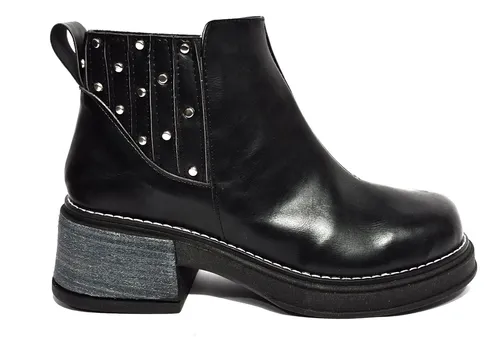 Botas De Mujer Bajas De Taco Chino Botinetas Comodas Moderna