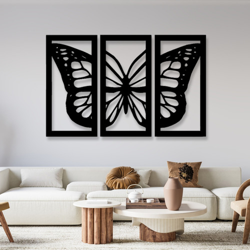 Cuadros Para Living Decorativos Mariposa Acero Negro