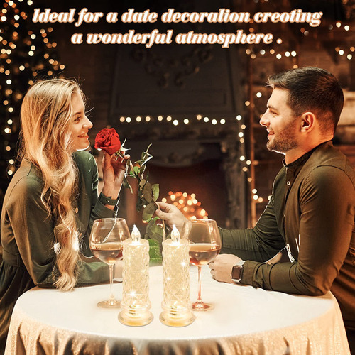 Dd Velas Led Sem Chama Rose Shadow, 6 Peças Românticas