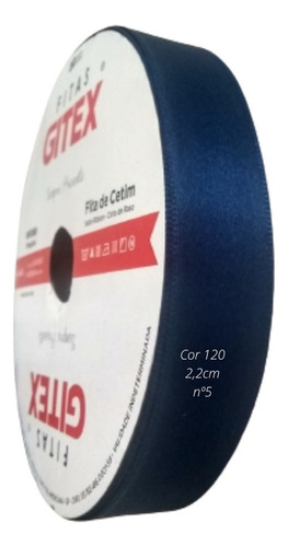 Fita De Cetim Nº5 Larg 22mm Rolo C/ 50m - Várias Cores Cor Azul Marinho Cor 120