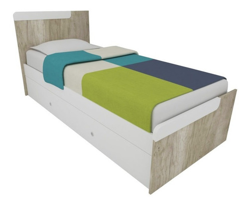 Imagen 2 de 3 de Cama 1 Plaza 80 Cm Melamina Simple Con Carro Cama 1701c Tex+