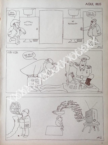 Caricatura Vintage De Rius. Asesinato De Salvador Allende Y