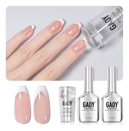 Set De Manicura Francesa Gaoy, Sellador De Uñas Con 2 Esmalt