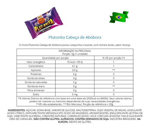 Chiclete Plutonita Diversos Sabores, Escolha O Seu - Arcor