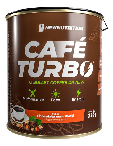 Café Turbo Solúvel 220g  Sabor Chocolate com avelã