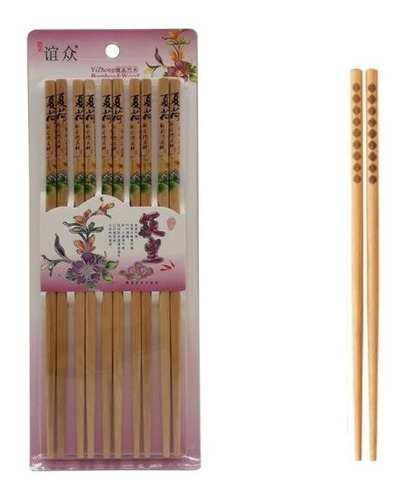 Imagen 1 de 6 de Palitos De Sushi Chinos Palillos Reutilizables Bambú 10pares