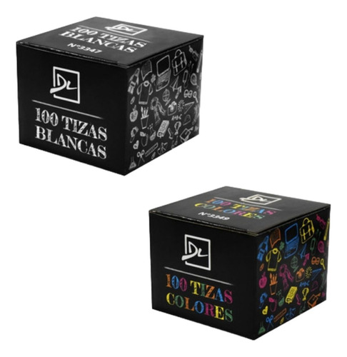 Pack 100 Tizas De Colores + 100 Tizas Blancas Para Pizarron