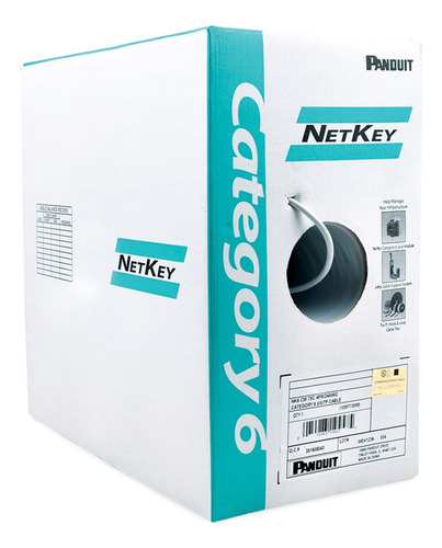 Cable Utp 305m Cobre Netkey Gris Claro Cat6 24 Awg 1000mbps