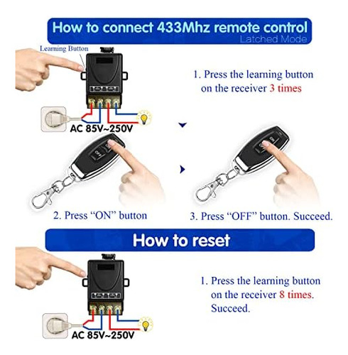 Dieserc 433mhz Interruptor De Control Remoto Inalámbrico Ac
