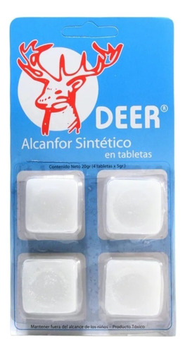 Alcanfor En Pastillas Deer Caja De 12 Blister X 4 Unidades