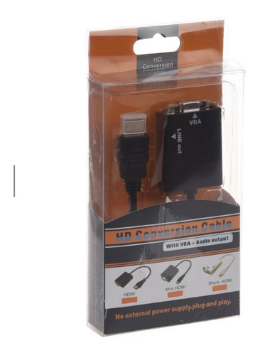Imagem 7 de 8 de Cabo Adaptador Conversor Hdmi Para Vga Com Saída P2 De Áudio