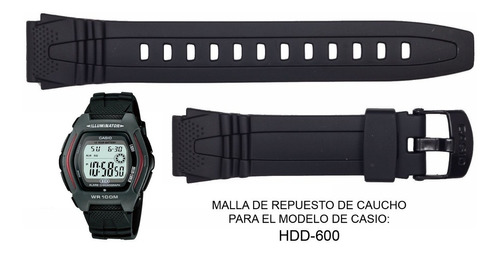 Malla Correa Repuesto Reloj Casio Hdd-600 Ag. Oficial Caba