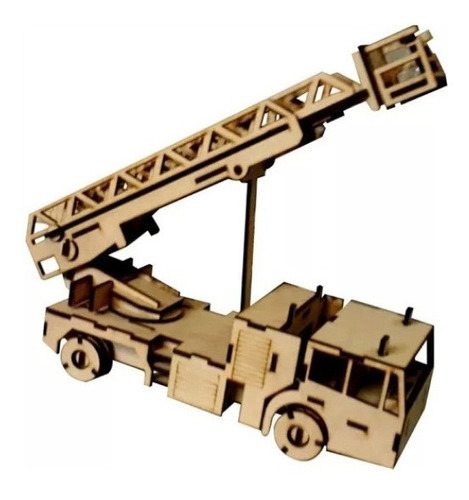 Camion De Bomberos Puzzle 3d Madera Para Armar Rompecabezas