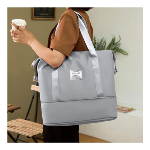 Mochila Bolso Impermeable Extensible 3 En 1 Para Viajes Gris