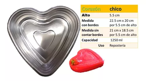 Moldes Corazón Pastel Gelatina 1 Pza Aluminio Repostería Ch