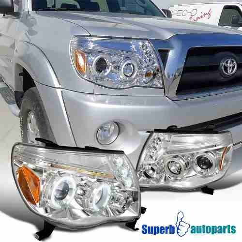 Juego Faros Toyota Tacoma 2005 - 2011 Halo Led Cromado  Eca