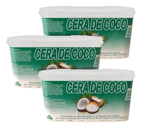 Cera De Coco Para Velas Aromaticas 100% Vegetal Vegana- 3kg