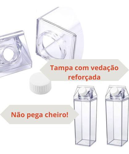 Garrafa Acrílico Caixa De Leite Sucos Multiuso 1 L Transparente