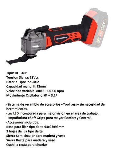 Herramienta Osciladora Multicortante 18v Flexone Dowen Pagio