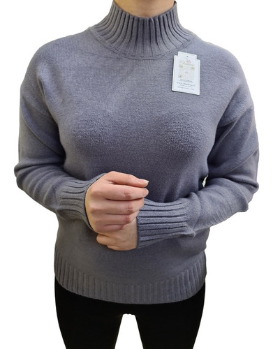 Sweater Mujer Oversize Cuello Alto Tela Gruesa Talla Grande 